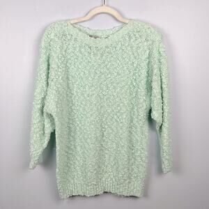 Vintage mint chunky knit boatneck large women’s  sweater